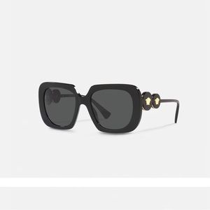 VERSACE DOUBLE MEDUSA SQUARED SUNGLASSES in Black